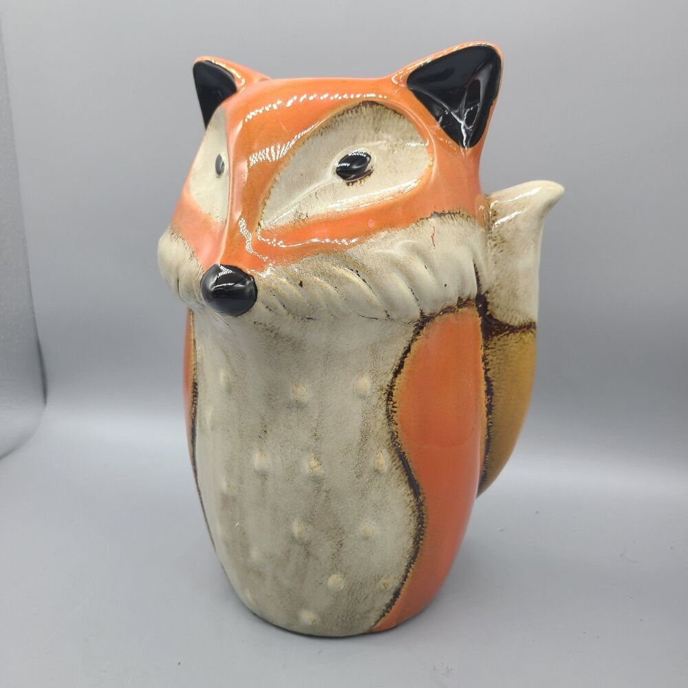 Pier 1 Ceramic Fox vase 10.25" Decorative Orange  Discontinued New